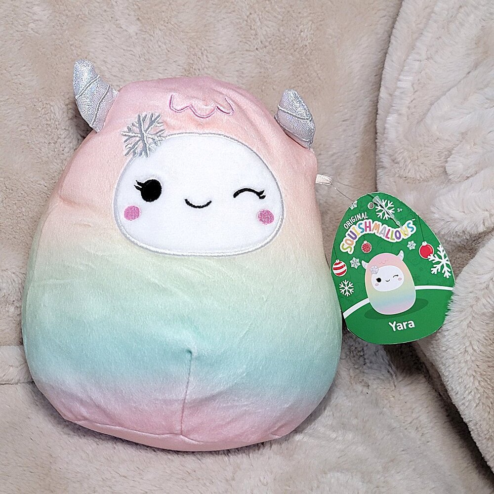 Squishmallows Yara Pastel Rainbow Bigfoot Plush 8” NWT